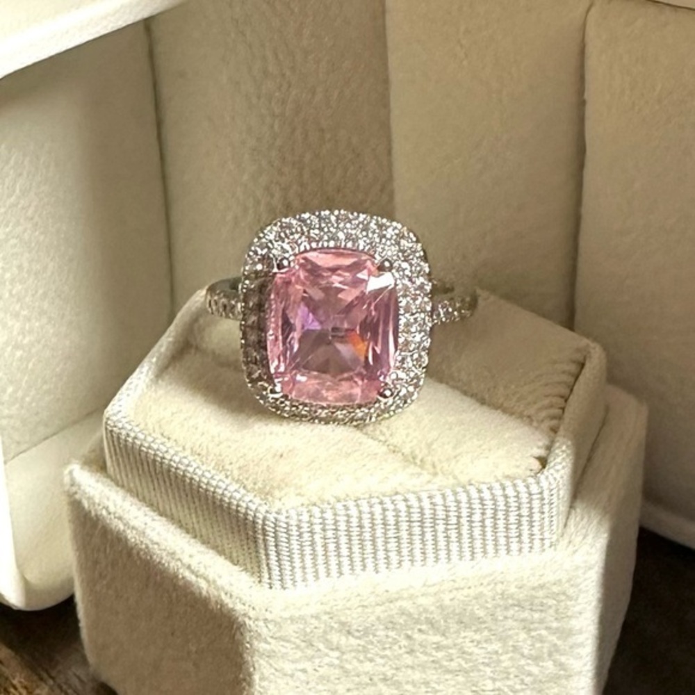 “Sweet Josephine” Ceylon pink sapphire Heirloom cushion Diamond ring